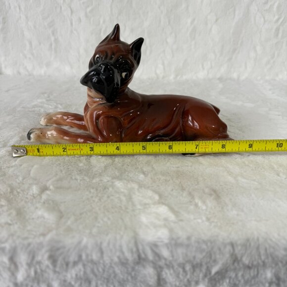 Vintage Boxer Dog Figure Ceramic Porcelain Laying Down - Picture 6 of 9